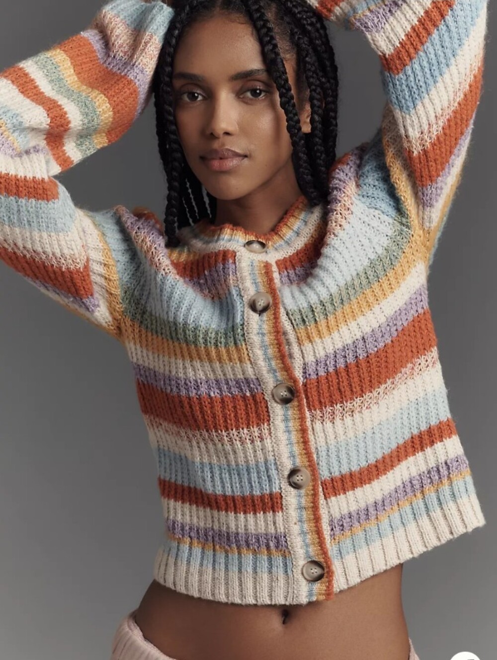 Anthropologie Pilcro Multicolor Striped Ribbed Knit Cardigan Small NWoT - Picture 7 of 8